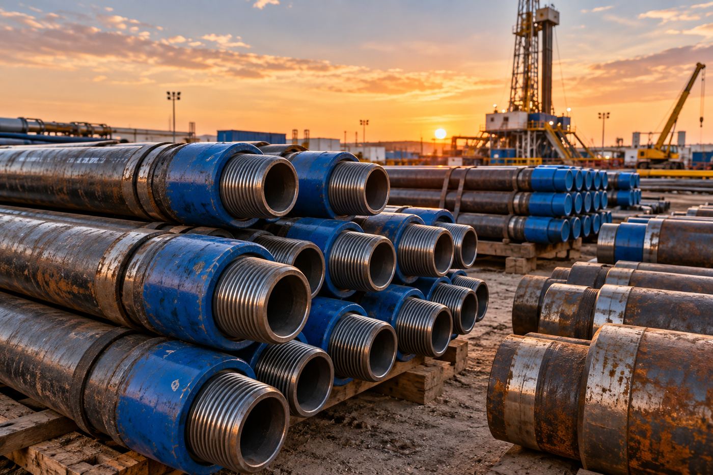 Drill pipe ready for inspection